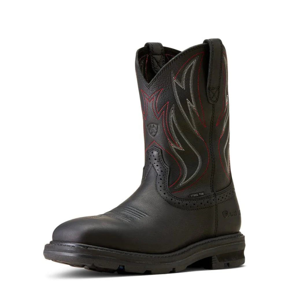 Mens Sierra Shock Shield Black Steel Toe Work Boots - 10046929