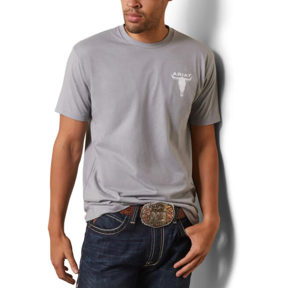 Mens Steer Skull Flag T-Shirt - 10044771