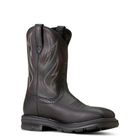 Mens Sierra Shock Shield Black Steel Toe Work Boots - 10046929