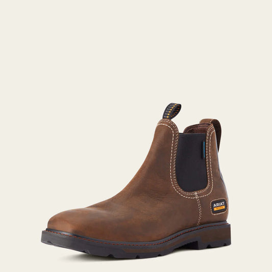Mens Groundbreaker Chelsea Wide Square Toe Waterproof Work Boots - 10038324