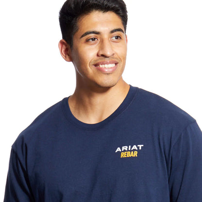 Mens Rebar Cotton Strong Navy Logo Work T-Shirt - 10025410