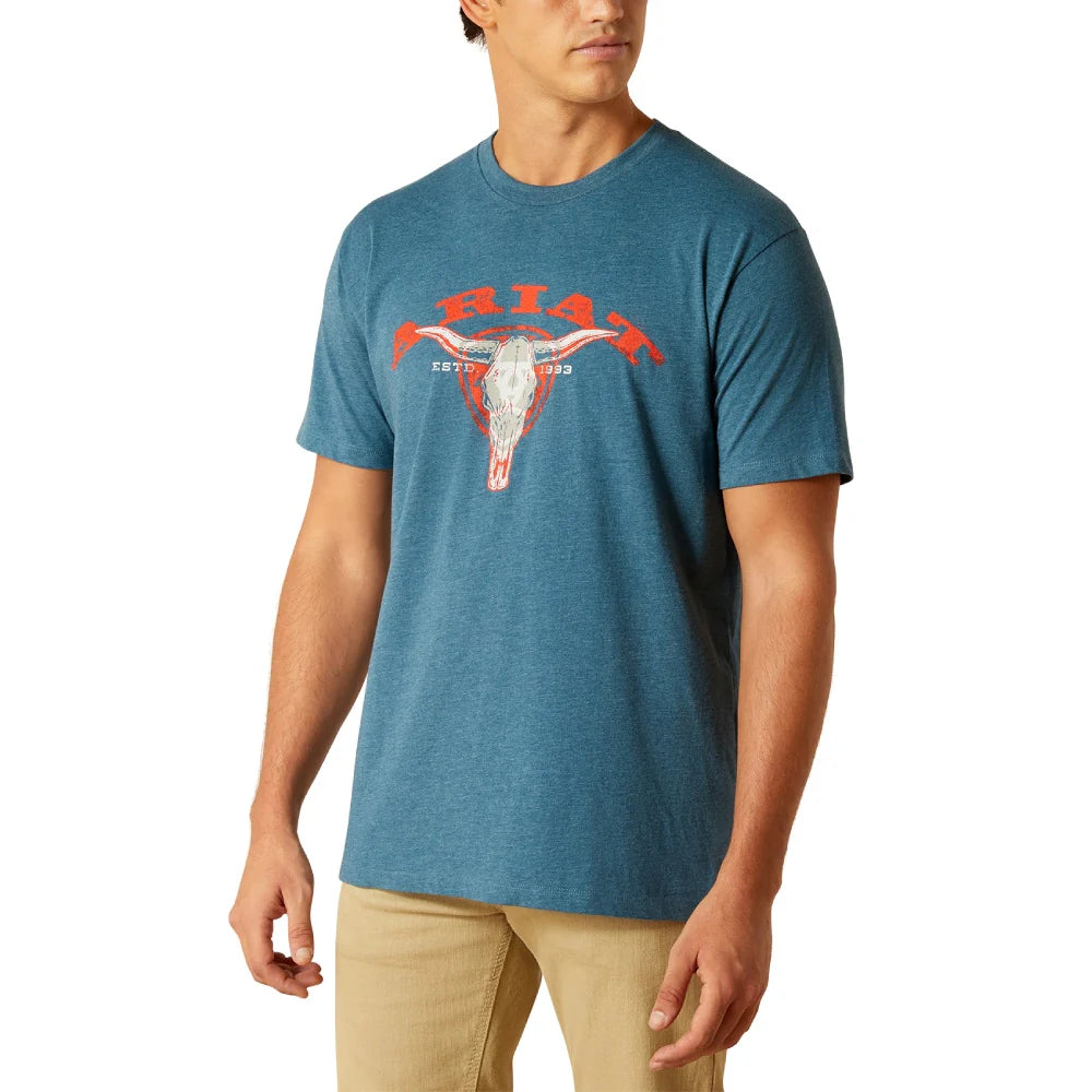 Mens Skull Heather Blue T-Shirt - 10051392