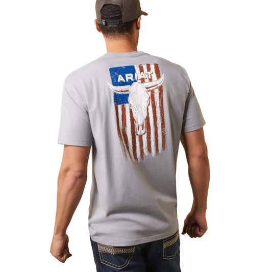 Mens Steer Skull Flag T-Shirt - 10044771