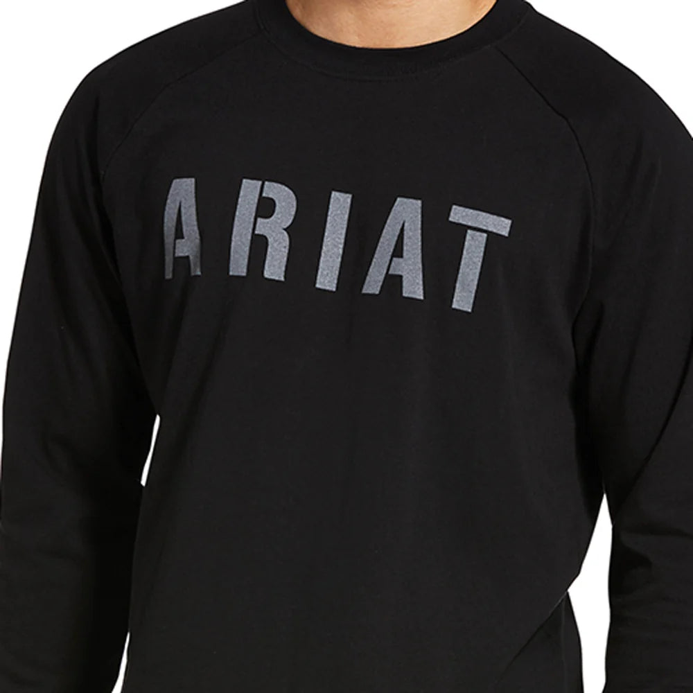 Mens Rebar Black Cotton Strong Block Work T-Shirt - 10032848