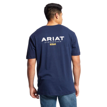 Mens Rebar Cotton Strong Navy Logo Work T-Shirt - 10025410