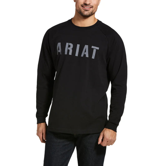 Mens Rebar Black Cotton Strong Block Work T-Shirt - 10032848