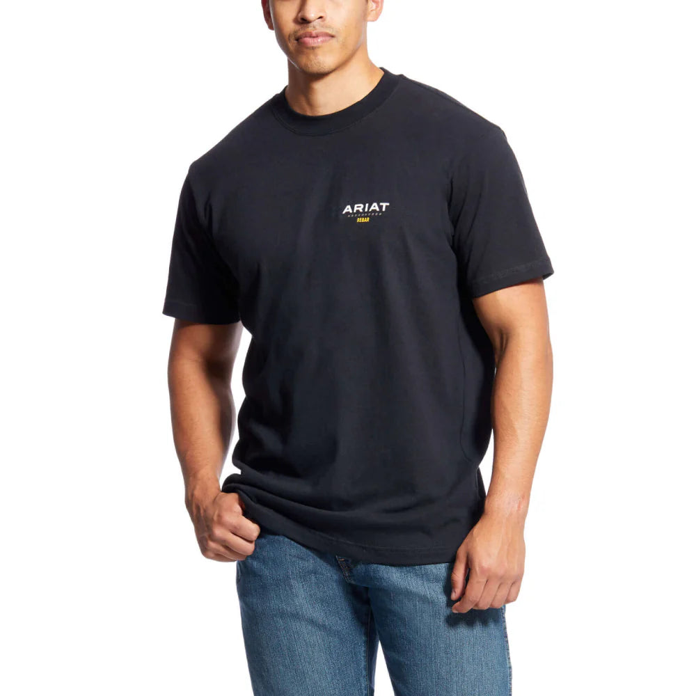 Mens Rebar Cotton Strong Black Logo Work T-Shirt - 10025405