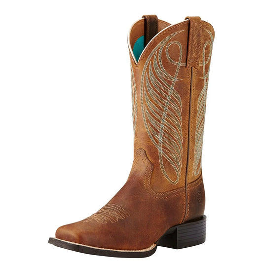 Womens Round Up Wide Square Toe Boots - 10018528