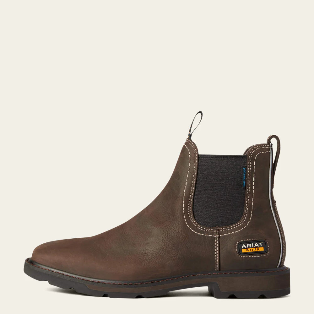 Mens Groundbreaker Chelsea Wide Square Toe Waterproof Work Boots - 10038324
