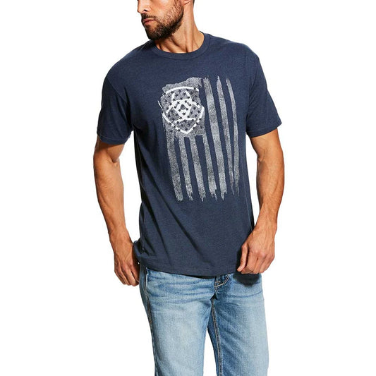 Mens Navy Flag Print T-Shirt - 10026659