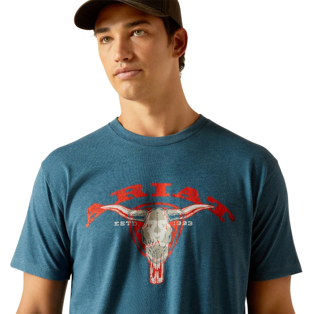 Mens Skull Heather Blue T-Shirt - 10051392
